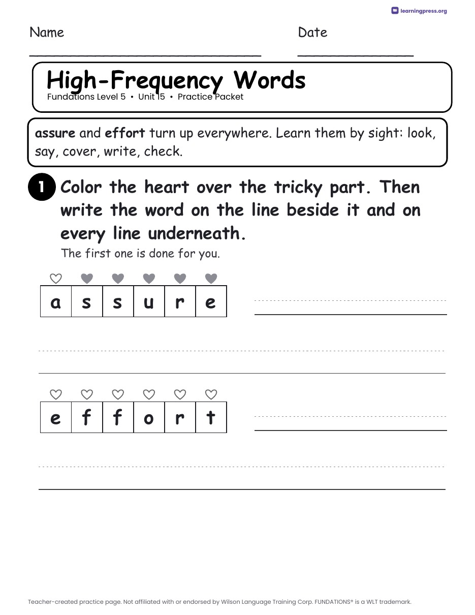 Preview page 4 of Fundations Level 5 — Full-Year Worksheets Bundle (All Units 1–15)