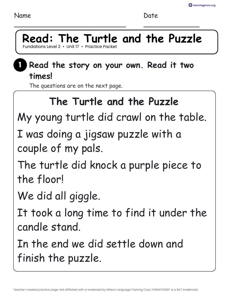 Preview page 3 of Fundations Level 2 Unit 17 Worksheets
