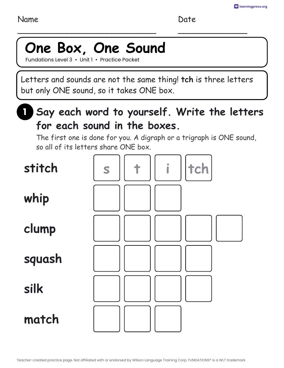 Preview page 2 of Free Fundations Level 3 Unit 1 Worksheets Sample
