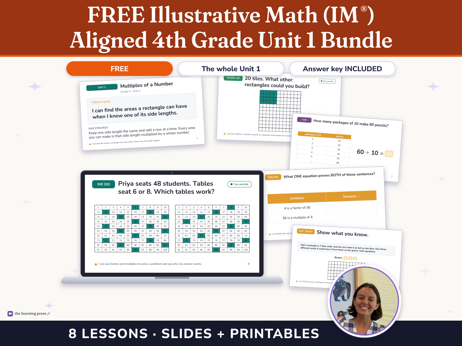 Preview page 1 of FREE Illustrative Math (IM®) Aligned 4th Grade Unit 1 Bundle: Factors and Multiples