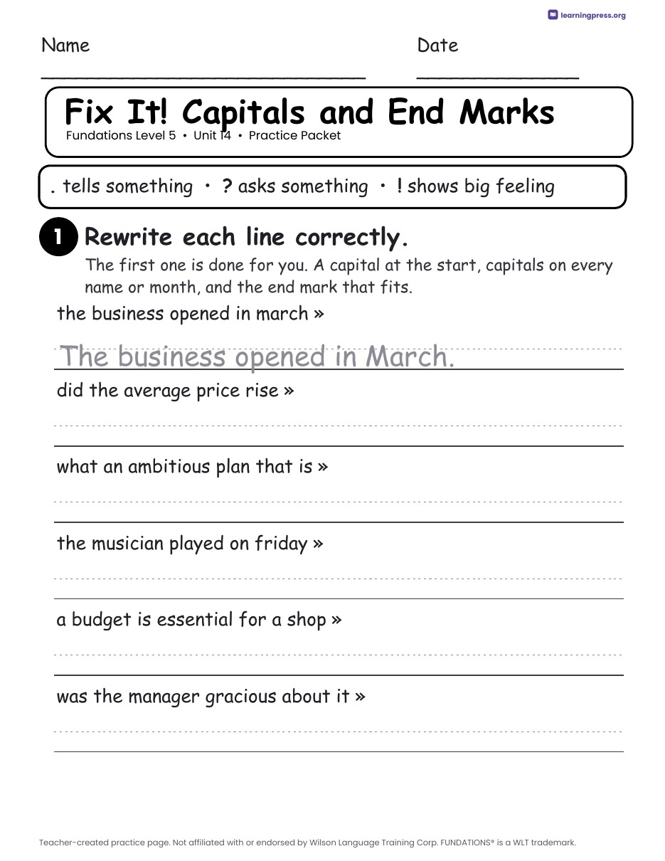 Preview page 4 of Fundations Level 5 Unit 14 Worksheets