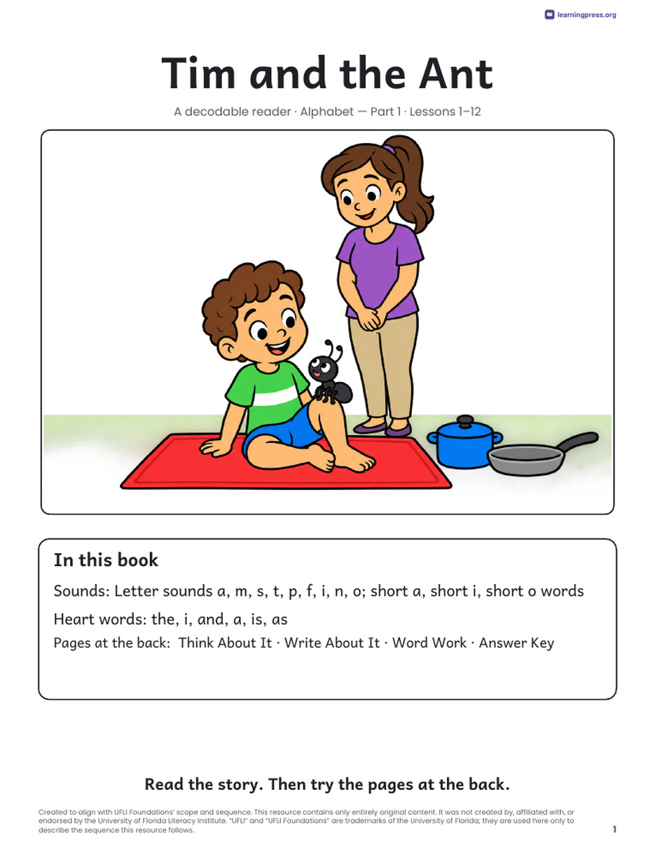 Preview page 2 of UFLI Aligned Decodable Reader · Lessons 1 – 12