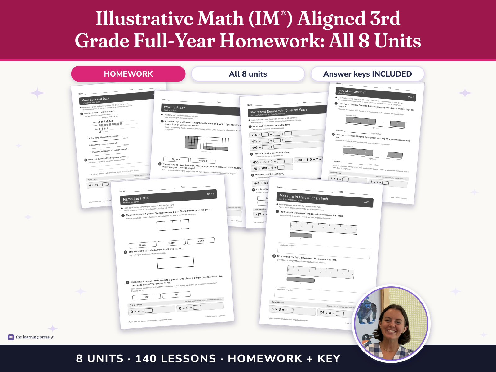 Preview page 1 of Illustrative Math (IM®) Aligned 3rd Grade Full-Year Homework: All 8 Units