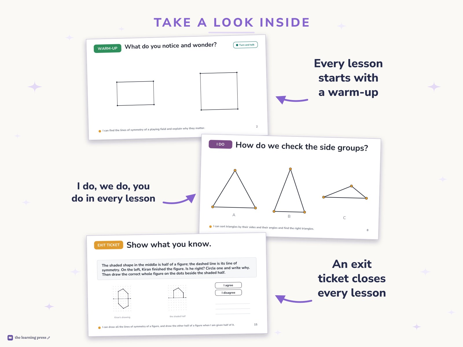 Preview page 2 of Illustrative Math (IM®) Aligned 4th Grade Unit 8 Slides: Properties of Two-dimensional Shapes