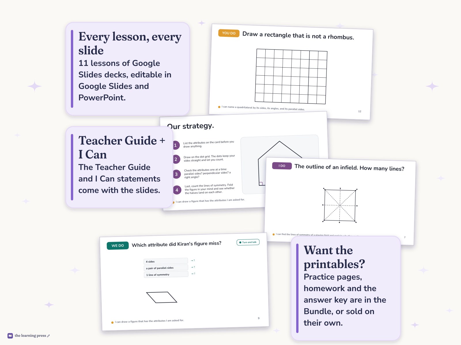 Preview page 4 of Illustrative Math (IM®) Aligned 4th Grade Unit 8 Slides: Properties of Two-dimensional Shapes